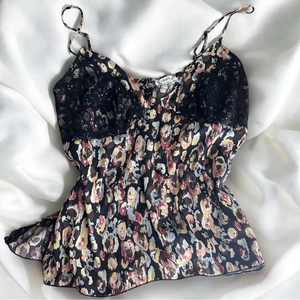 Floral free people Lace Trim Top